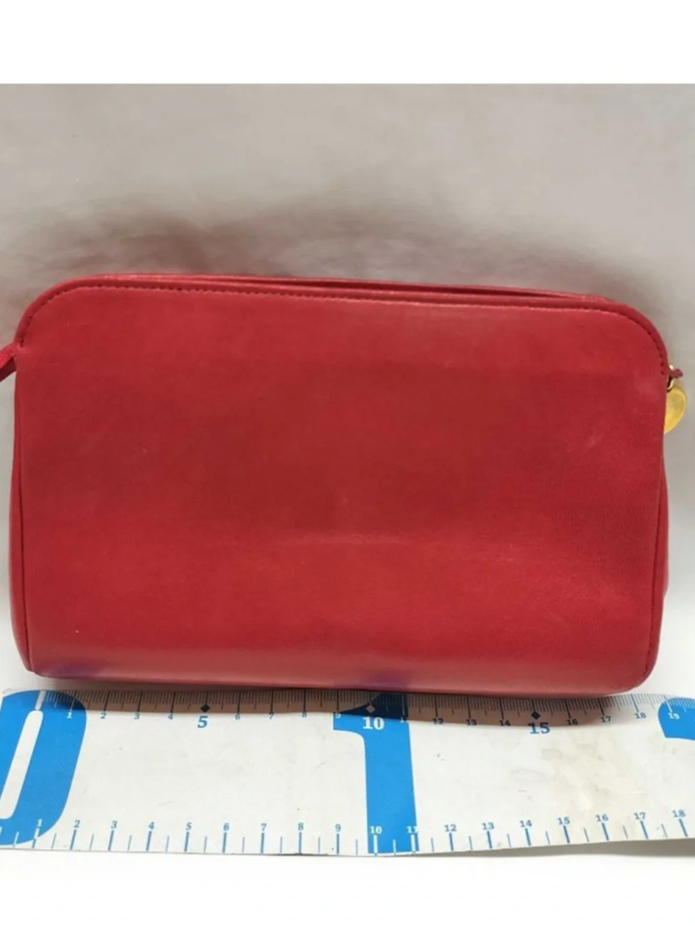 CHANEL Vintage Red Lambskin CC Logo Cosmetic Pouch 1991-94 Authentic